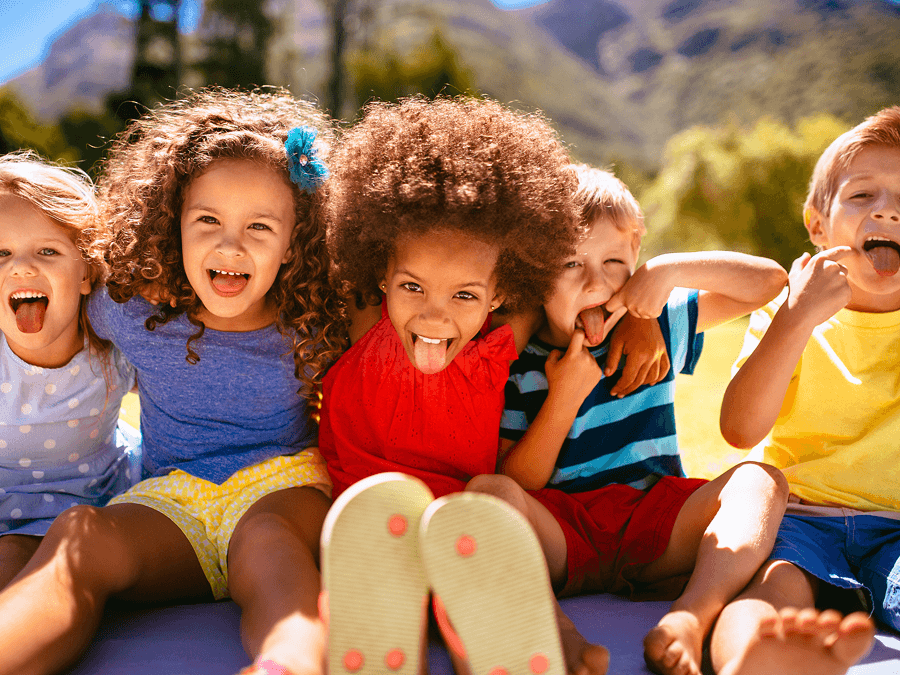 Group of kids making silly faces