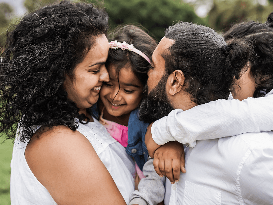 Family embracing
